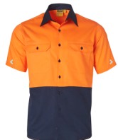 Mens Shiny S/S Hi Vis Shirt  | RV-SW57-LHB E1638 ALL BLACK TEXT 