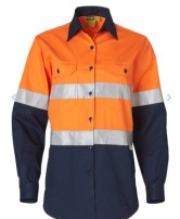 Ladies Hi Vis Taped L/S Shirt  | RV-SW65-LHB E1638 ALL BLACK TEXT 